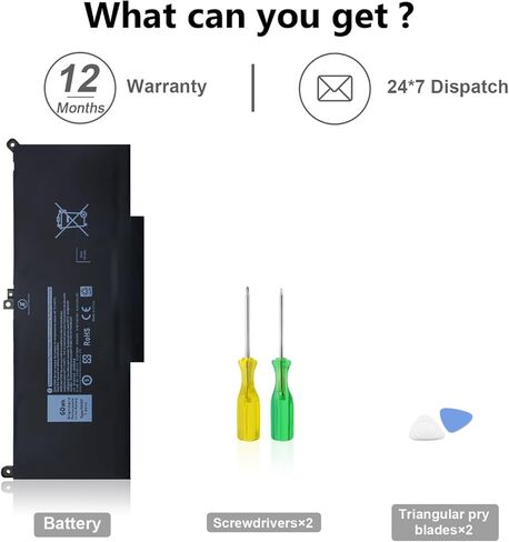 DXGH8 Laptop Battery for Dell XPS 13 9370 9380 2019 Lnspiron 13 7390 7391 2-in-1 5390 5391 7490 Latitude 3301 E3301 Vostro 5390 5391 Series 0H754V H754V G8VCF G8VCF6C HK6N5 P113G001 P82G(7.6V/52Wh) in Kuwait