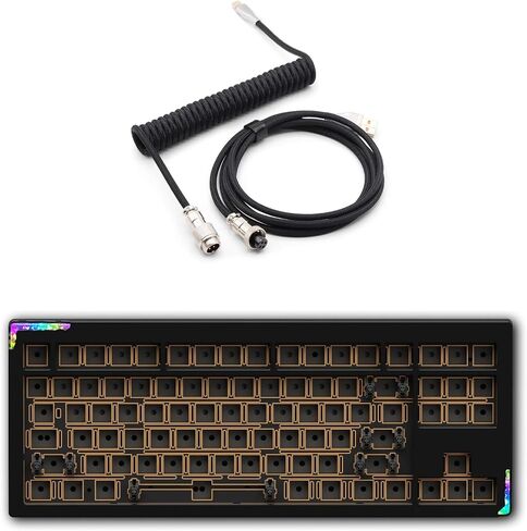 Glacier Weikav Star80 V2, 80% TKL Layout Wireless/Wired, Detachable USB-C, Hot Swappable, DIY Keyboard Kit with CNC Aluminum Case and RGB Lighting (Black, Anodizing, Premium Cable) in Kuwait