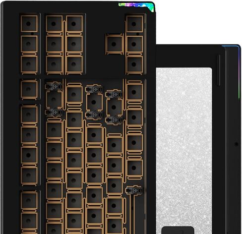 Glacier Weikav Star80 V2, 80% TKL Layout Wireless/Wired, Detachable USB-C, Hot Swappable, DIY Keyboard Kit with CNC Aluminum Case and RGB Lighting (Black, Anodizing, Premium Cable) in Kuwait