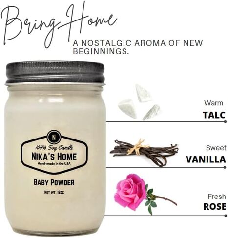 Nika's Home Key Lime Pie Soy Candle 12oz Mason Jar Non-Toxic White Soy Handmade Long Burning 50-60 Hours Highly Scented All Natural Candles Clean Burning Large Candle Gift Décor in Saudi Arabia