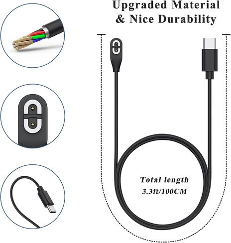 2 Pack USB C لكابل شحن Shokz ، سلك الشاحن المغناطيسي متوافق مع Aftershokz Aeropex AS800 ، Shokz OpenRun Pro ، OpenRun ، OpenRun Mini ، Opencomm Bone Headunes in Kuwait