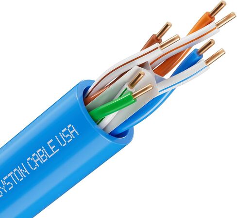 Syston Cable Tech Cat6a+ Bulk Raw Ethernet Cable Blue Bulk 700MHz 30 ft 23awg 4pr unshealdered twielded utp solid bare copper riser cmr heat uv resistance ordoor ourdoor order to cut to cut to cut to cut in Kuwait
