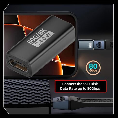 xiwai USB5.0 Extension Adapter 80Gbps Female to Female with 240W 16K 8K 5K Compatible with USB4.0 Thunderbolt3/4/5 in Saudi Arabia