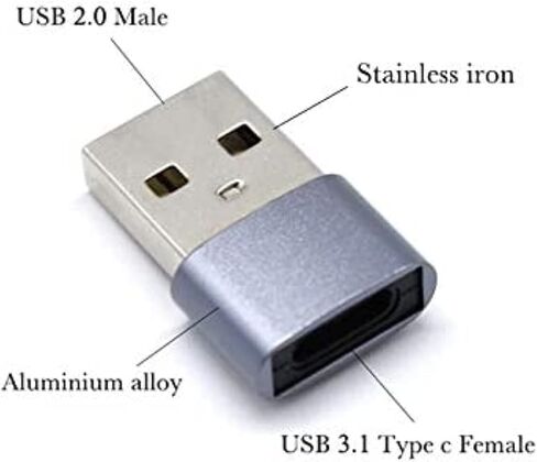 USB 3.0 Male to USB Type C Adapter Female Port Converter Connector for Data Transmission and Charging Charger Cable Adapter (Silver) in Saudi Arabia