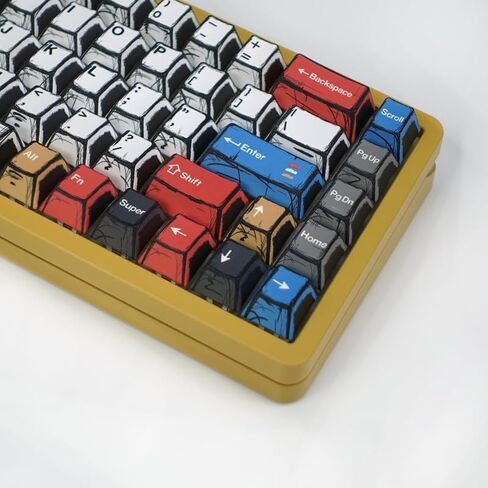 KBDiy Japanese Manga Theme Five-Sided Dye-Sublimation 143 Keys Keycaps,Cherry Profile PBT Custom Keyboard Keycap for 61/64/68/84/87/100/104/108 Mechanical Keyboard in Saudi Arabia