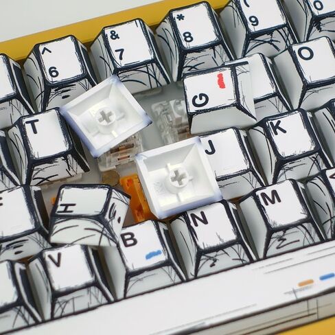 KBDiy Japanese Manga Theme Five-Sided Dye-Sublimation 143 Keys Keycaps,Cherry Profile PBT Custom Keyboard Keycap for 61/64/68/84/87/100/104/108 Mechanical Keyboard in Saudi Arabia