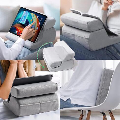 Lently Soft Tablet Book Rest Reading Support Stand Holder Cushion for Home Bed Sofa Couch Multi-Angle eReader (Foldable Black) in Saudi Arabia
