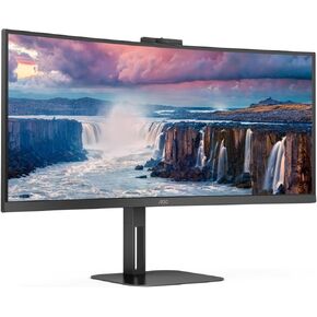 AOC CU34V5CW 34" 21:9 WQHD 100Hz Curved VA WLED Monitor, Built-in Speakers, Black