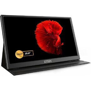 Portable Monitor - GTEK 15.6 Inch IPS Full HD 1920x1080 Screen Speaker, External Dual Computer Display, USB C & Mini HDMI Travel Monitor for MacBook Laptop PC Phone, Includes Smart Cover (Renewed)