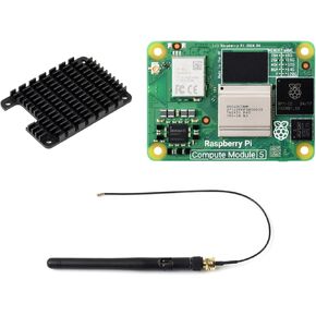 Waveshare CM5 Pi Compute Module 5，Comes with an Official Raspberry Pi CM5102016 (with Wireless, 2GB RAM, 16GB eMMC Flash), an Antenna Kit and a HEATSINK. (3 Items)