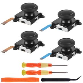 Replacement 3D Analog Joysticks for Nintendo Swtich/Switch Lite/Switch OLED Joy-Con Controller,2 Hall Effect Sensor Joysitcks and 2 ALPS Joysticks Repair Kit for Switch Joycon Controller with Tools