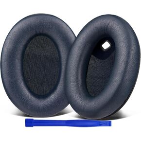 SOULWIT Lambskin Replacement Earpads for Sony WH-1000XM4 (WH1000XM4) Headphones, Ear Pads Cushions with Noise Isolation Foam, Added Thickness, Without Affecting Sensor - Brilliant Black