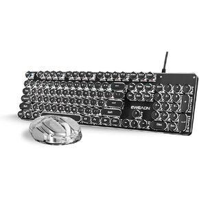 EWEADN TK100 Typewriter Keyboard Wired Mechanical Keyboard,Q9 Wireless Clear Mouse Dual Mode Bluetooth & 2.4G USB