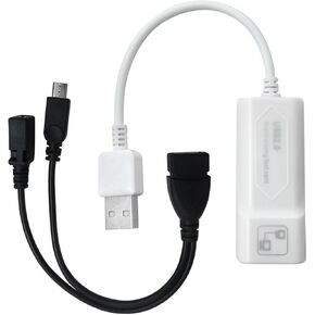 USB 2.0 to Ethernet RJ45 Network LAN Adapter 10/100 Mbps for Windows 7/8/10/XP Computer Laptop for Fire Stick 2nd Gen for Fire TV 3rd Gen for 4K Firestick, with USB OTG Y Cable Splitter (White&Black)