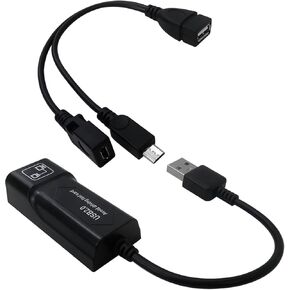 LAN Ethernet Connector Ethernet USB 2.0 Adapter with USB OTG Y Cable Splitter Fit for Fire Stick TV 3/2nd Generation & for 4K Firesticks High-Speed Transmission (White&Black)