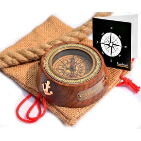 Scout Compass Gift Boys - Engraved Scout Oath Compass in Wood Box Scout Always Prepared Camping Orienteering Compass, Hiking Backpacking Compass Gift, 50 Year calander