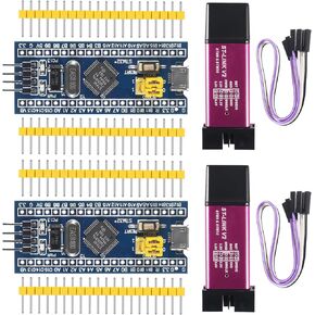Alinan 2pcs ST-Link V2 Programming Unit Emulator Downloader(Random Color)+2pcs STM32F103C8T6 Minimum System Development Board with Imported Chip STM32 ARM Core Learning Board Module