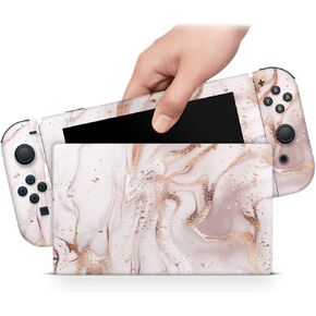 Zoomhitskins OLED SWITCH SNOW ، متوافق مع التفاف البشرة OLED SWITCH ، GOLD GOLD GOLD GRALTER PANDY WIDE ، 3M VINYL FOR DANENT & FIT ، مصنوع في الولايات المتحدة الأمريكية