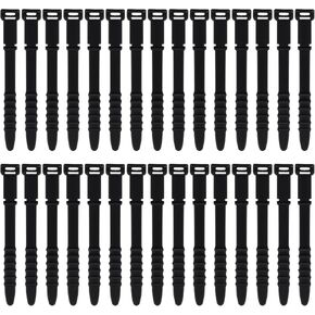 30Pcs Silicone Zip Ties Rubber Cable Ties 4.5 inch Reusable Zip Ties Elastic Cable Organizer for Wire Management (Black)