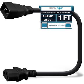 IronBox Electric C20 Plug to C13 IEC Connector Power Cord - 15A/250V, 14/3 AWG SJT - Heavy Duty Power Cable - Extension Cable - UL Listed Jumper Cord for Computer, Monitor & More (6ft, Blue) in Kuwait