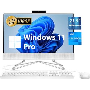 HP 2023 All-in-One Desktop, 21.5" FHD, Intel Dual-Core Celeron J4025 2GHz, 32GB DDR4, 1TB PCIe SSD, RJ-45, Webcam, HDMI, Memory Card Reader, WiFi, Bluetooth, Wired KB & Mouse, Windows 11 Pro, MarsPC