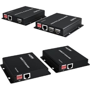 300M HDMI Extender Over IP RJ45 Cat6 Cable 1080P HDMI to Ethernet Network Extender Support One TX to Many RX via Network Switch(300M IP Extender,US Plug)