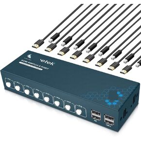 Hdmi Kvm Switch Switcher 8 Port in 1 Out Support 4K*2K@30Hz&3D&EDID/HDCP&Compliance HDMI 2.0 USB2.0 Hot Key