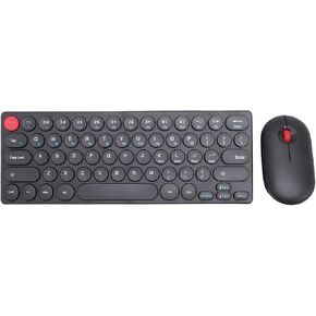 Wireless Keyboard and Mouse Combo, Retro 2.4G Wireless 64 Keys Keyboard with Auto Sleep, 1200dpi Mouse with Receiver, Cordless Keyboard for PC Laptop Computer (Red)