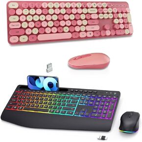 Wireless Keyboard and Mouse Combo with 2.4G, Ergonomic Design, Long Lasting Life, Win/Mac Compatible