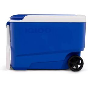 Cooler with Wheelie Cool 38qt Rolling with Durable Wheels, Reinforced Tow Handle, 53-Can Capacity, Stain-Resistant Liner, Made in USA