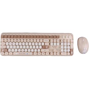 Wireless Keyboard & Mouse Special Edition Design | Retro Full Size & Number Pad | Brown | Battery Operated | Bluetooth Connectivity | Standard QWERTY Layout | Works with Windows, Mac, PC's