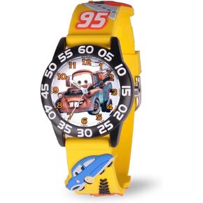 Disney Kids' W001508 "Time Teacher" Cars Watch With Yellow 3-D Band