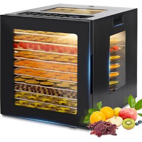 Food-Dehydrator for Jerky 10 Trays, 8.9ft² Fruit-Dehydrator Machine, Four Visual Windows 850W Food Dryer, 48H Timer,167°F Mushroom-Dryer for Beef, Dog Treats, Yogurt, Herbs, Vegetables,Fruit Roll
