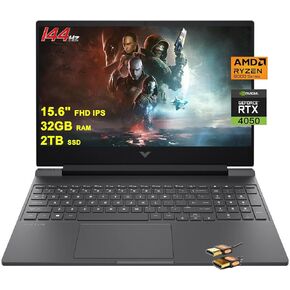 HP Victus 15 Gaming Laptop 15.6" FHD IPS 144Hz AMD Hexa-Core Zen 4 Ryzen 5 8645HS (Beats i7-11800H) 32GB RAM 1TB SSD GeForce RTX 4050 Graphic Backlit USB-C Win11 Black + HDMI Cable