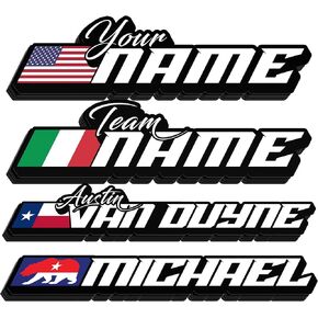 Custom Name Sticker Personalized Cool Racing Name Number Signature Flag Waterproof Vinyl Decal for Water Bottles, Tumblers, Laptops, Hard Hat, Cars, Kindle - Gifts for Kids, Girl, Boy