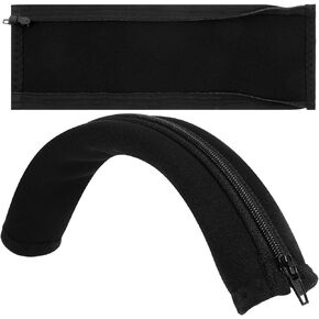 2 Pcs Headphone Headband Cover Comfortable Headphone Band Cover Easy to Install Headphones Replacement Band Rubber Headband Protector with Zipper(Black)