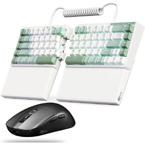 RK ROYAL KLUDGE RKS70 Ergonomic Split Mechanical Keyboard and RK M3 Wireless Gaming Mouse Combo, 75% RGB PC Gaming Keyboards, 47g Lightweight Computer Mouse with 42K DPI, 5 Programmable Buttons