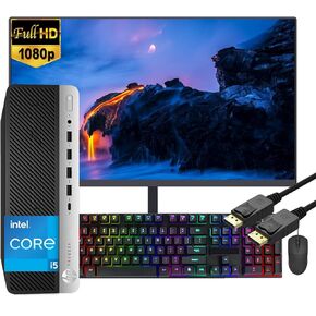 HP Prodesk 600G3 SFF Small Form Factor Desktop PC w/ 21.5in LCD Monitor, Intel Core i5-6500 3.6GHz, 16GB RAM, 256GB SSD, TF200 RGB Keyboard, DP Cord, Windows 10 Pro(Renewed)