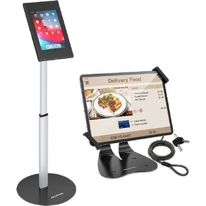 AboveTEK Height Adjustable Anti Theft iPad Floor Stand Bundle Anti-Theft iPad Stand, Universal Security POS Tablet Stand
