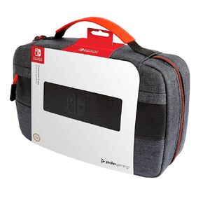 PDP Messenger Case with Removable Shoulder Strap - Holds 14 Games & Console - Compatible with Nintendo Switch/Lite/OLED - Grey