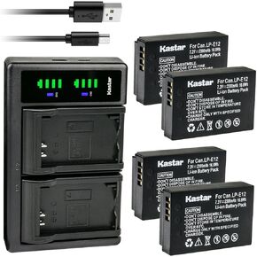 Kastar 3-Pack Battery and LTD2 USB Charger Replacement for Canon LP-E12 LPE12 Battery, Canon LC-E12 LC-E12E Charger, Canon EOS M50 Mark II, EOS M100, EOS M200, EOS Rebel SL1, PowerShot SX70 HS Camera