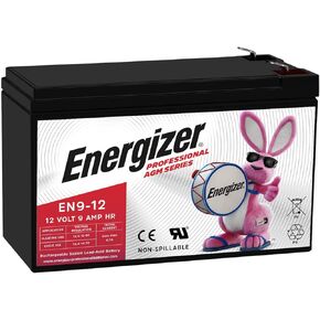Energizer EN9-12, 12 Volt 9 Amp Hr, Long Lasting Sealed Lead Acid AGM Rechargeable Battery Ideal for Use in Home Alarm Systems, Backup Power, Scooters, and More