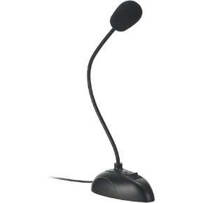Desktop PC Microphone Slimline Design Noise Reducing 3.5mm, Mini Studio Speech Microphone with Clear Voice Flexible Metal Hose for Computer Desktop