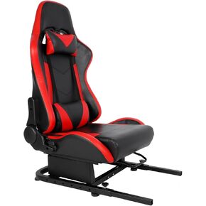 Marada Racing Simulator Cockpit Frame with Bolts&Red Seat Suitable for Dardoo/Supllueer/Anman,Compatible Adjustable Portable Real Driving Flying Sim Gaming Stand&Split Rear Chair Cockpit