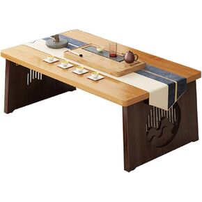 Japanese Style Foldable Legs Floor Table 80x40x30cm Walnut Bed for Laptop Breakfast Serving Tray Meditation Altar Table Tea & Coffee Stand