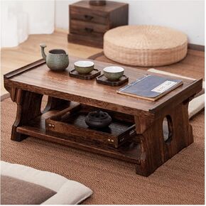 Vintage Foldable Japanese Tea Table Multifunctional Low Table for Laptop Brown 80x38x34cm