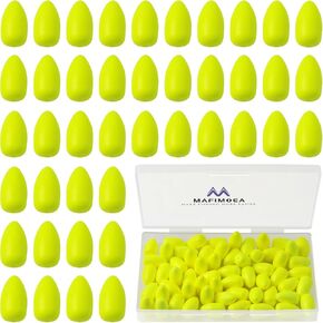 80/60/45 PCS Bullet Fishing Foam Floats Snell Float Surf Pompano Rigs Float for Spinner Rig Making Fly Fishing Strike Indicators for Trout Catfish Walleye (Yellow, M/60PCS)