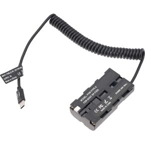Fotga Coiled USB Type C Power Cable Cord to Decoded NP-F Dummy Battery as NP-F550 F570/F750/F960/F970 for Power Atomos Ninja Shinobi Monitor Video Transmitter Camcorder Camera BMPCC BMCC 6K