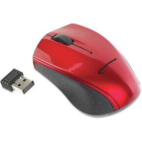 Innovera Mini Wireless Optical Mouse, 2.4 Ghz Frequency/30 Ft Wireless Range, Left/Right Hand Use, Red/Black