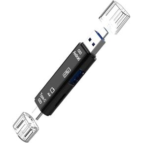 5 in 1 Multifunction Card Reader Compatible with Samsung Galaxy S21 FE 5G for Backup Expansion USB Type-C/MicroUSB/Tf/USB 2.0/ SD Card Reader (Black)